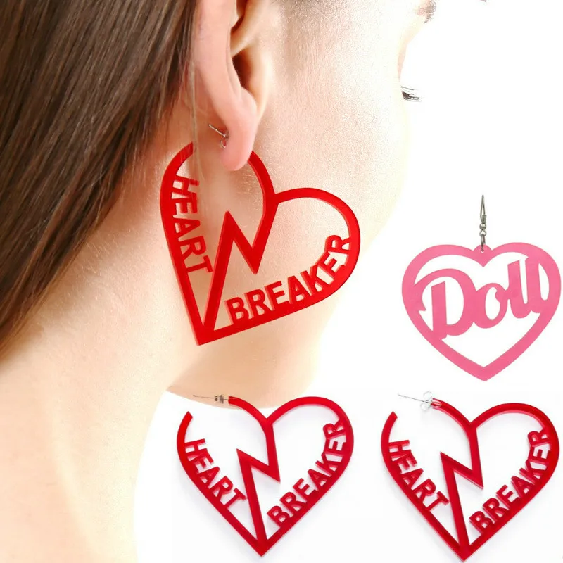2019 New Club Long Red Hot Pink Broken Heart Earrings for Women Letter Dou Large Big Acrylic Earring Pendientes Brincos Grandes
2019 New Club Long Red Hot Pink Broken Heart Earrings for Women Letter Dou Large Big Acrylic Earring Pendientes Brincos Grandes