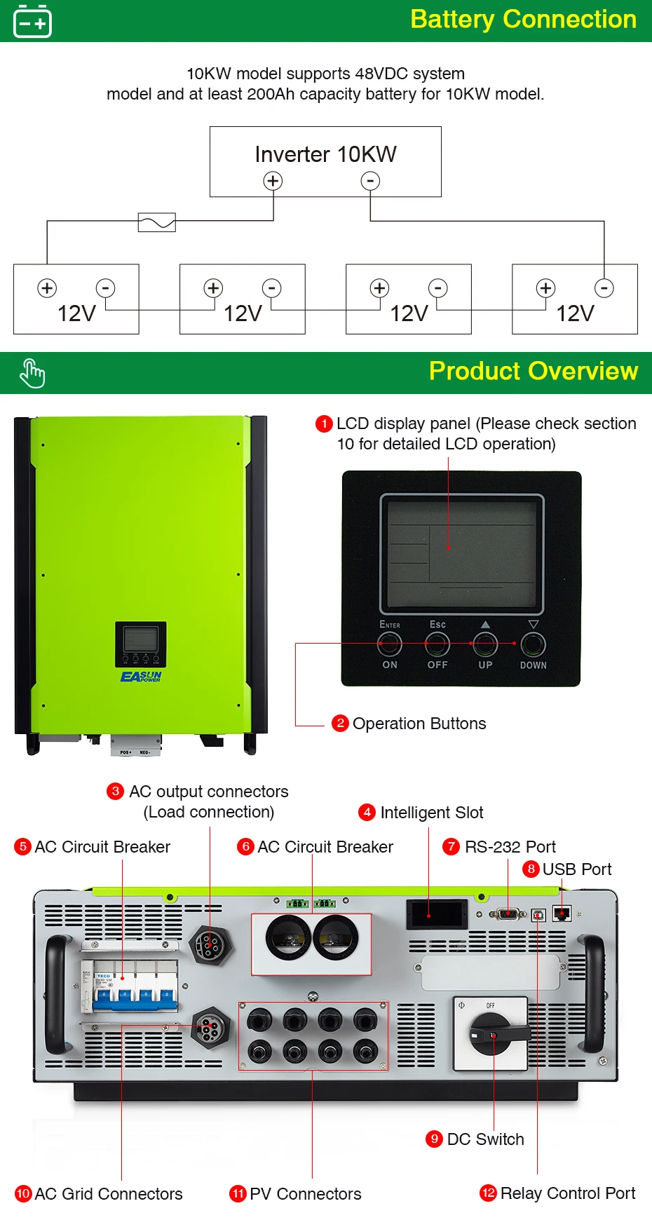 EASUN POWER 10KW Solar Inverter 48V 380V Grid Tie Inverter 3 Phase On Grid Off Grid Inverter With Max Solar Power 14850W MPPT_04