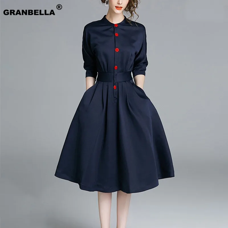 Plus Size New Spring Summer Vintage Dresses Women Slim 3/4 Sleeve A Line Office Wear Dress Elegant Ladies OL Business Dresses
Plus Size New Spring Summer Vintage Dresses Women Slim 3/4 Sleeve A Line Office Wear Dress Elegant Ladies OL Business Dresses