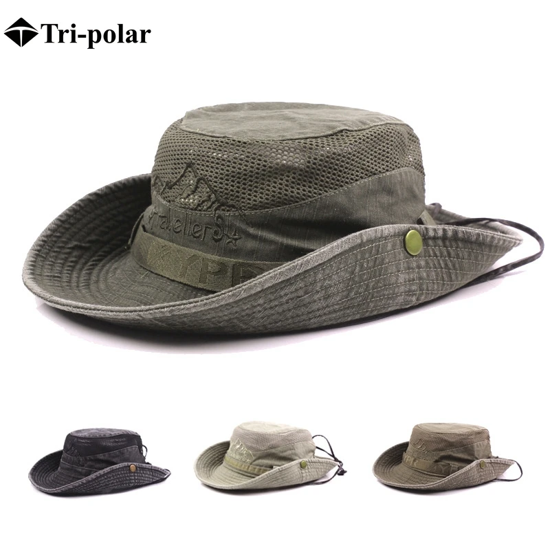 Tri polar Hiking Hat Мужская Складная Кепка с широкими полями летняя кепка защитой от