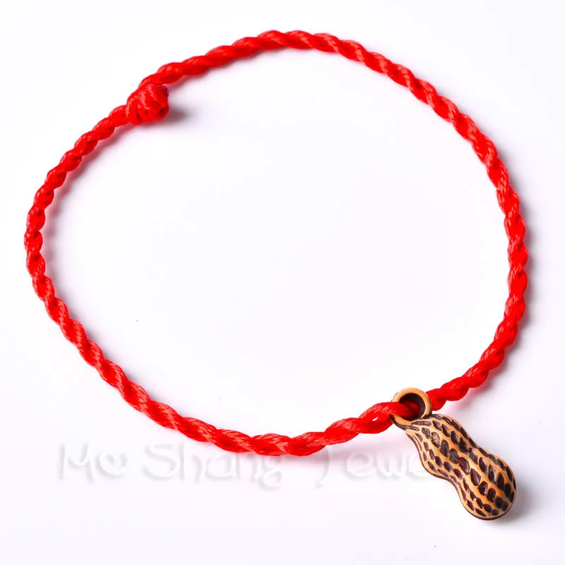 Модная красная веревочная цепь из персикового дерева браслет с нитью веревка