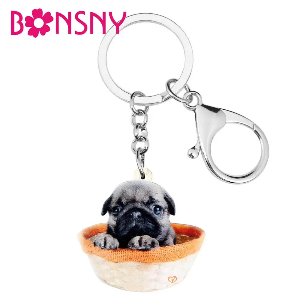 Bonsny Acrylic Cute Bowl Pug Dog Key Chains Key Ring Fashion Animal Jewelry For Women Girls Teens Handbag Car Charms Decoration
Bonsny Acrylic Cute Bowl Pug Dog Key Chains Key Ring Fashion Animal Jewelry For Women Girls Teens Handbag Car Charms Decoration