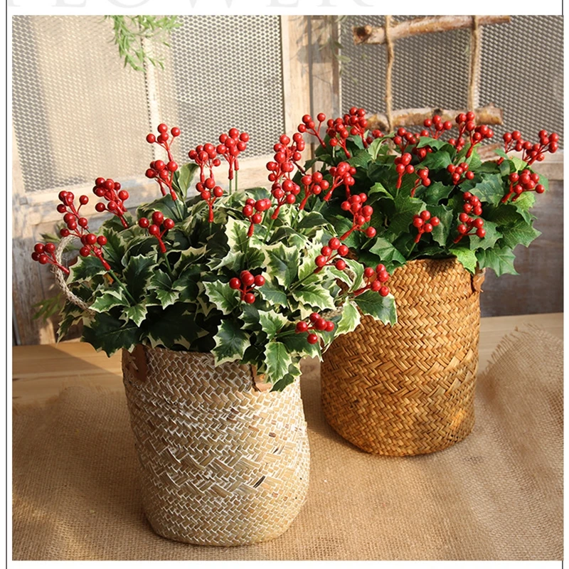 artificial green plants leaves and red berries on Stems artificial for Tree Decorations Wreath Craft Use Wedding Party Favor
artificial green plants leaves and red berries on Stems artificial for Tree Decorations Wreath Craft Use Wedding Party Favor