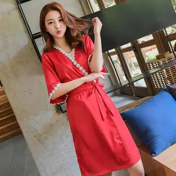 2019 Women's Bathrobe + Pajamas Sets For Female Lace Flower Satin silk robe Long Sleeve Summer Nightwear
2019 Women's Bathrobe + Pajamas Sets For Female Lace Flower Satin silk robe Long Sleeve Summer Nightwear