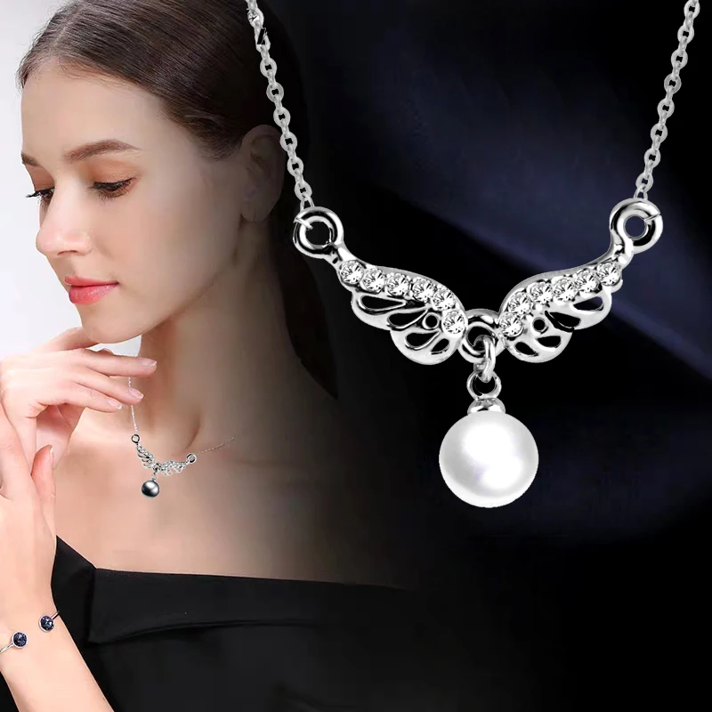 SINLEERY Elegant Gray White Pearl Pendant Necklace Silver Color Chain Angel Wings Necklaces For Women Girls Jewelry Xl277 SSH
SINLEERY Elegant Gray White Pearl Pendant Necklace Silver Color Chain Angel Wings Necklaces For Women Girls Jewelry Xl277 SSH
