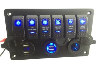 Digital Voltmeter 12V Cigarette Socket 4 USB Power Charger Adapter Flush Mount Waterproof 6 Gang Rocker Switch Panel for RV
Digital Voltmeter 12V Cigarette Socket 4 USB Power Charger Adapter Flush Mount Waterproof 6 Gang Rocker Switch Panel for RV
