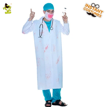 

Men Bloody Doctor Costumes Halloween Horror Killer Character For Male Carnival Party Cosplay Performance Halloween Role Play