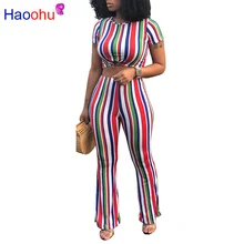 HAOOHU Striped Summer 2 Piece Set Women Short Sleeve Crop Top and Pant Sweat Suit Tracksuit Sexy Club Outfits Matching Sets 
HAOOHU Striped Summer 2 Piece Set Women Short Sleeve Crop Top and Pant Sweat Suit Tracksuit Sexy Club Outfits Matching Sets