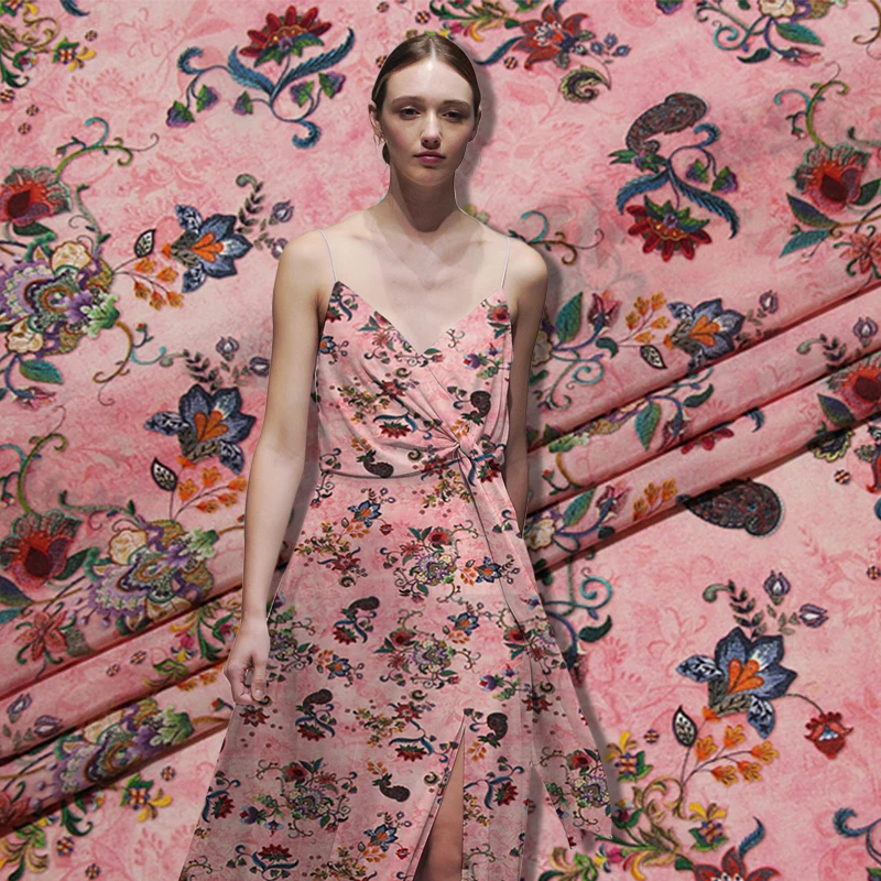 New printing inkjet crepe de chine silk fabric 15mm shirt t-shirt skirt wholesale cloth 138cm | Дом и сад