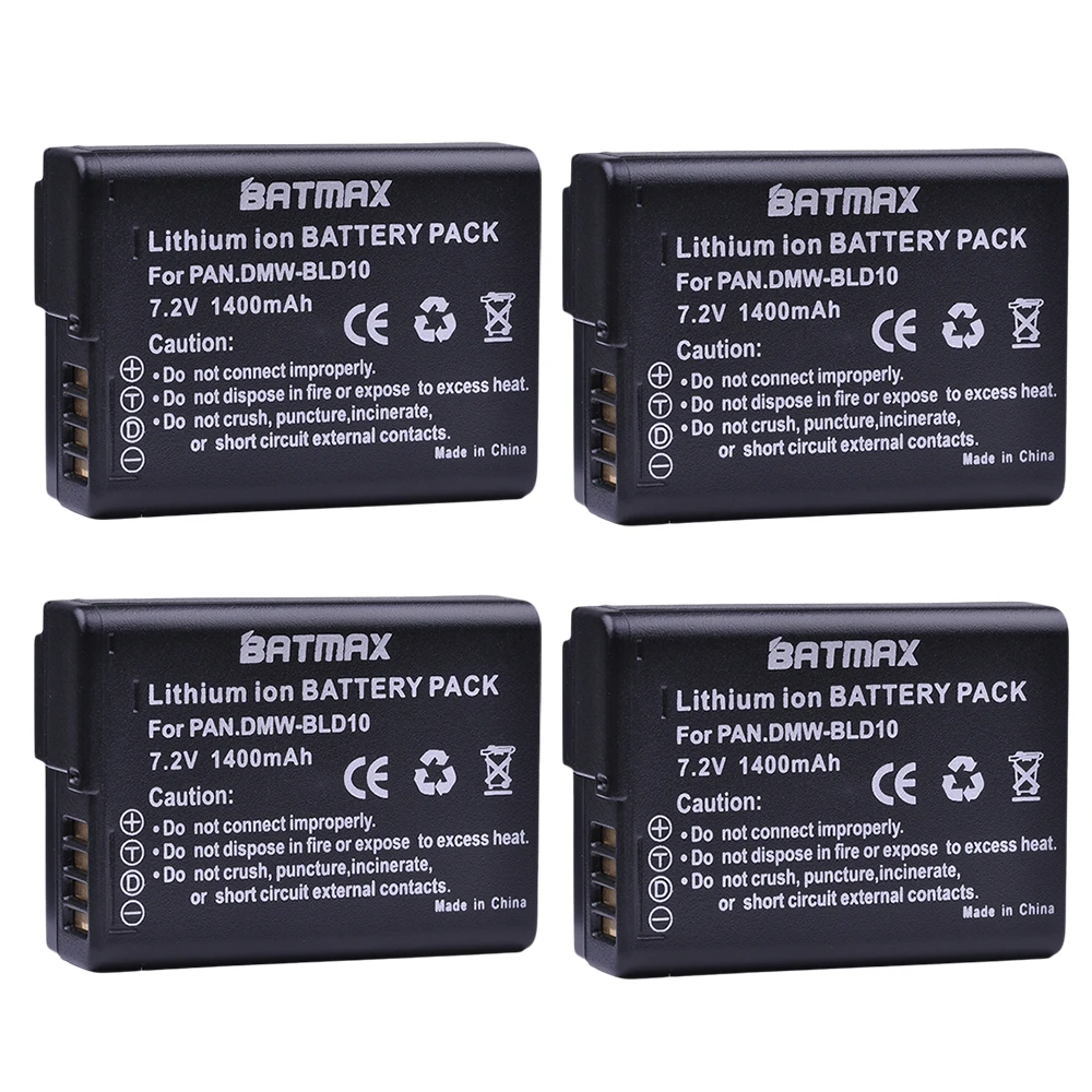 

4Pcs 1400mAh DMW-BLD10E DMW BLD10E Batteries for Panasonic DMW-BLD10, DMW-BLD10E, DMW-BLD10PP Lumix DMC-G3, DMC-GF2, DMC-GX1