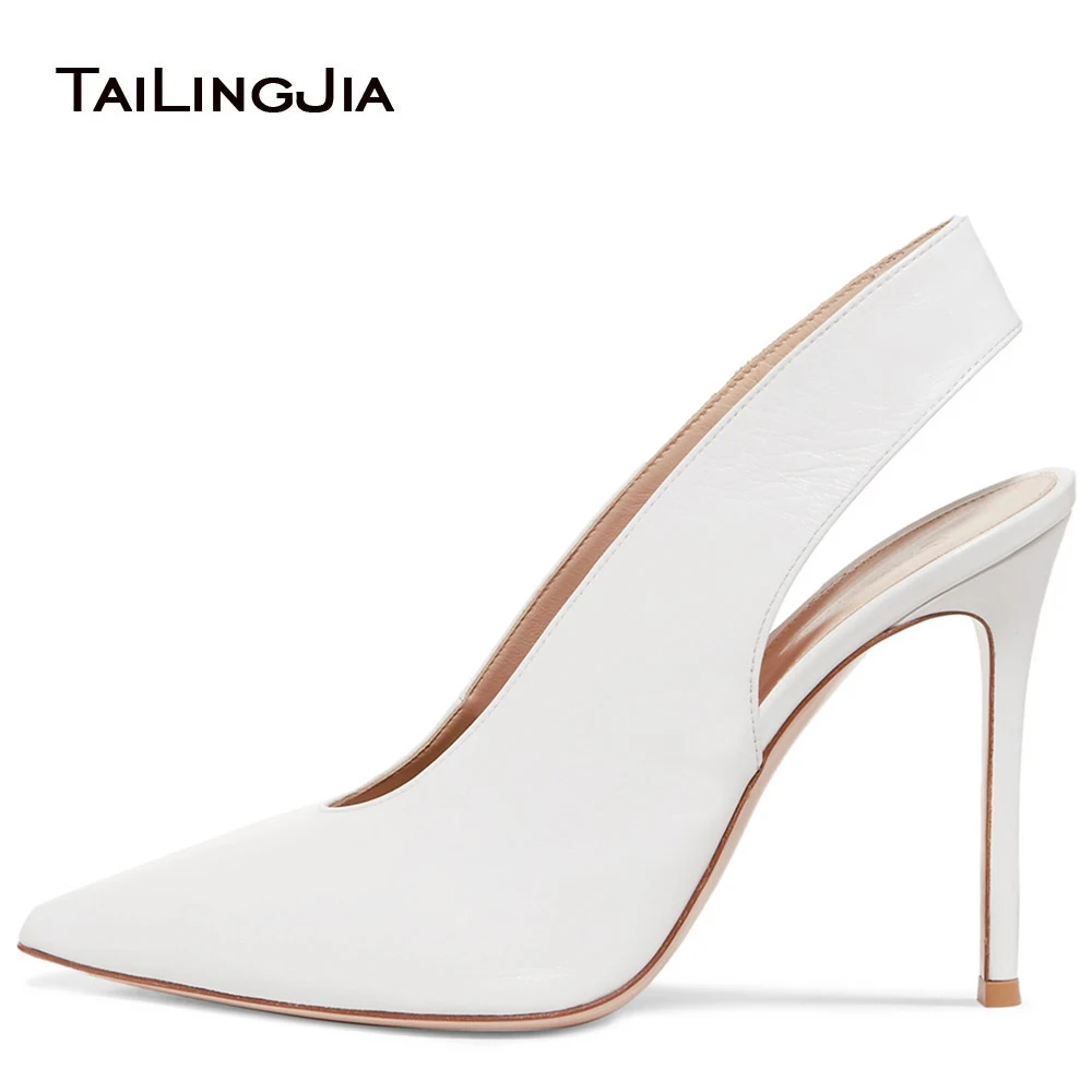 Pointed Toe High Heel Slingbacks Women White Elegant Heeled Pumps Bridal Wedding Dress Shoes Ladies Summer Heels Big Size 2018
Pointed Toe High Heel Slingbacks Women White Elegant Heeled Pumps Bridal Wedding Dress Shoes Ladies Summer Heels Big Size 2018