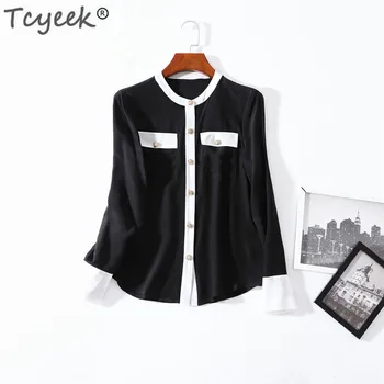 Tcyeek 100% Real Silk Blouse Womens Tops and Blouses Black White Shirt Elegant Long Sleeve Blusas Mujer De Moda 2020 LWL1587
Tcyeek 100% Real Silk Blouse Womens Tops and Blouses Black White Shirt Elegant Long Sleeve Blusas Mujer De Moda 2020 LWL1587