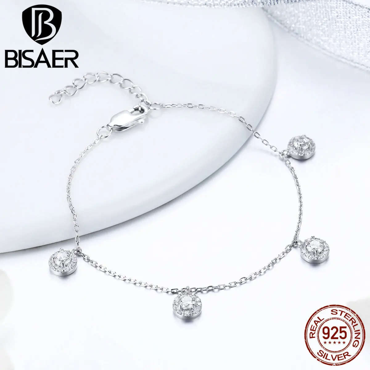 BISAER Silver Bracelet for Women Dazzling Clear CZ Stone Bracelets Femme Brand Luxury Jewelry Gift Femme Bijoux HSB100
BISAER Silver Bracelet for Women Dazzling Clear CZ Stone Bracelets Femme Brand Luxury Jewelry Gift Femme Bijoux HSB100
