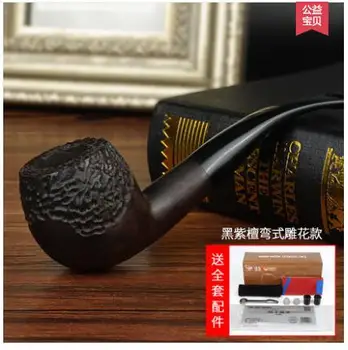 Black rosewood carved wood pipe Vintage heather filter yuba curved pipe tobacco smoking Authors men's genuine 
Black rosewood carved wood pipe Vintage heather filter yuba curved pipe tobacco smoking Authors men's genuine