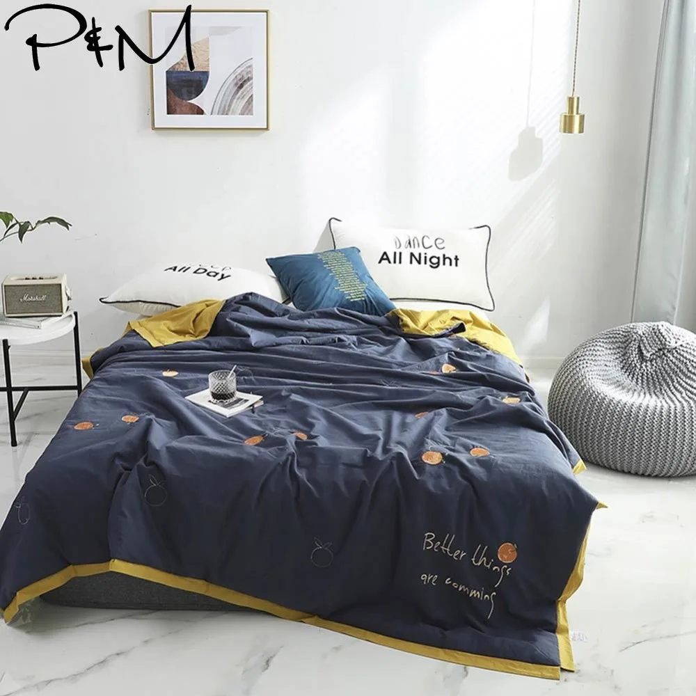 2019 Dark Grey Blue Orange Simple Air-condition Thin Summer Quilt Embroidery Comforter Washed Cotton Fabric Queen Size
2019 Dark Grey Blue Orange Simple Air-condition Thin Summer Quilt Embroidery Comforter Washed Cotton Fabric Queen Size
