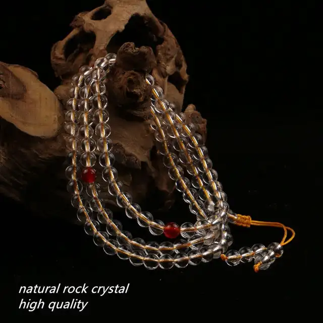 Mala de méditation de yoga en cristal clair naturel, fil de 108 perles de haute qualité, 8mm, BRO899 2