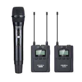 CoMica CVM-WM200B UHF Wireless Microphone Handheld Metal Mic 1 Lavalier plus 1 Hand-held Transmitter 1 Receiver for Broadcasting
CoMica CVM-WM200B UHF Wireless Microphone Handheld Metal Mic 1 Lavalier plus 1 Hand-held Transmitter 1 Receiver for Broadcasting