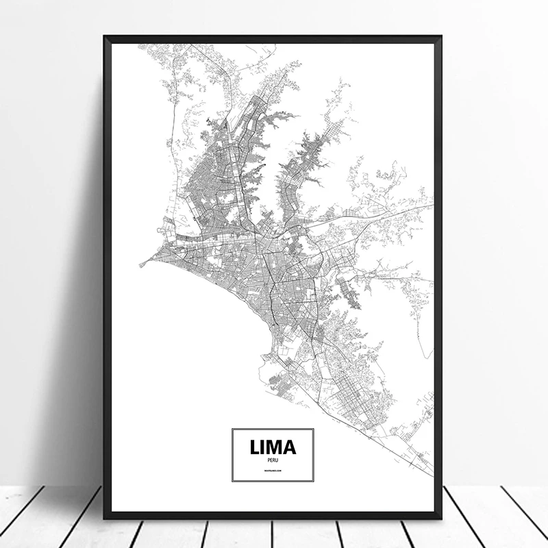 Lima, Peru Black White Custom World City Map Poster Canvas Print Nordic Style Wall Art Home Decor
Lima, Peru Black White Custom World City Map Poster Canvas Print Nordic Style Wall Art Home Decor