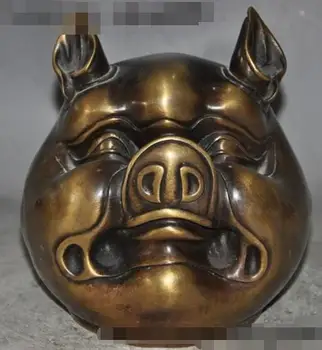S02116 7" China Pure Bronze Fengshui Lucky Animal happy pig Swine Head statue Sculpture
S02116 7" China Pure Bronze Fengshui Lucky Animal happy pig Swine Head statue Sculpture