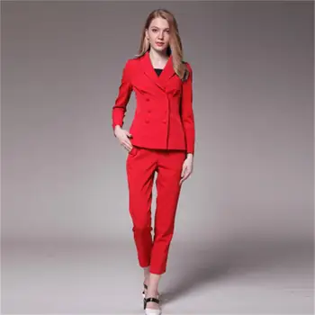 Fashion spring/autumn Women red/blue Professional suit suit ladies double breasted suit jacket leisure pants two Pieces/1 sets
Fashion spring/autumn Women red/blue Professional suit suit ladies double breasted suit jacket leisure pants two Pieces/1 sets