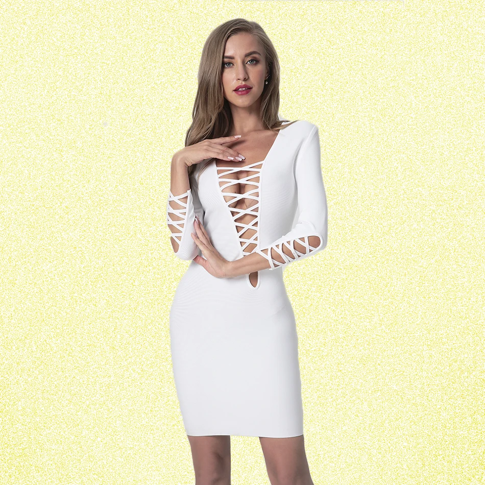 Hollow Out Women Bandage Dress 2018 Autumn Long Sleeve Sexy Club V Neck Sexy Mini Black Celebrity Evening Party Dress
Hollow Out Women Bandage Dress 2018 Autumn Long Sleeve Sexy Club V Neck Sexy Mini Black Celebrity Evening Party Dress
