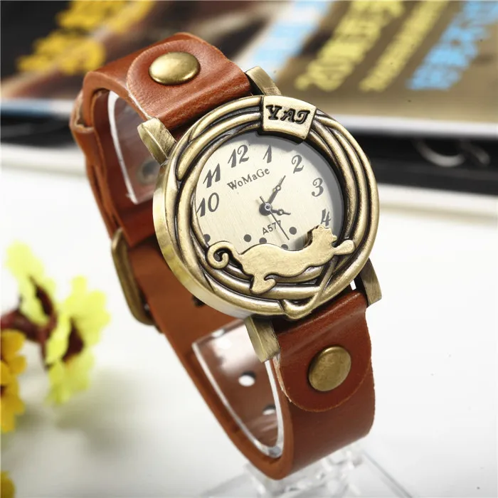 Leather Wristwatch Hight Quality Quartz Dial Women Watch Brown Red White Hour Dress Casual Watches Fashion Clock Hot Sale Reloj | Наручные