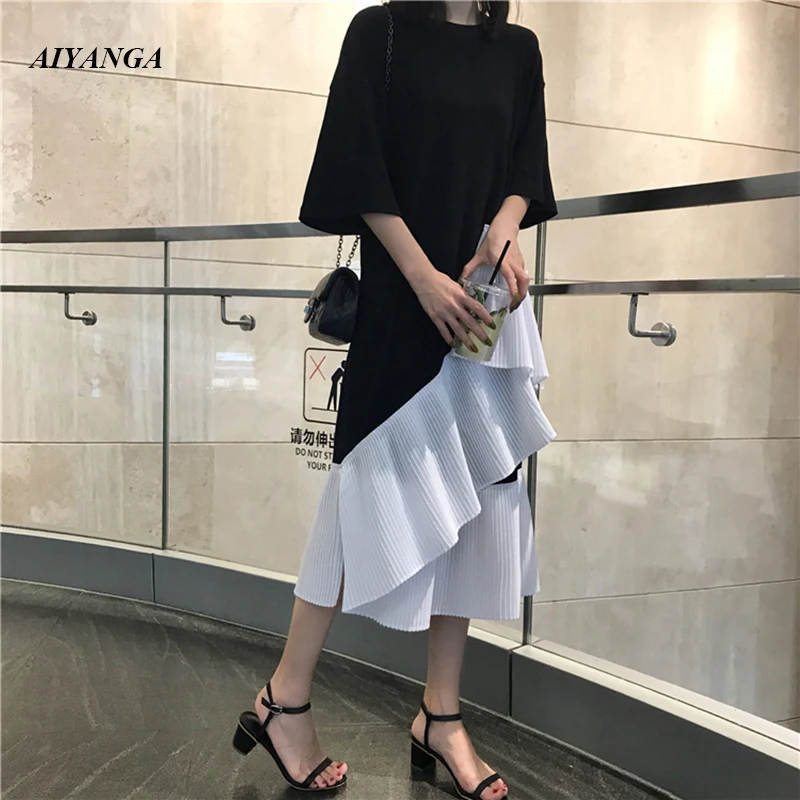 2022 New Fashion Elegant Summer Dress Women Sexy O Neck Ruffles Patchwork Cotton Vestidos Long Party Casual Tshirt Dresses
2022 New Fashion Elegant Summer Dress Women Sexy O Neck Ruffles Patchwork Cotton Vestidos Long Party Casual Tshirt Dresses