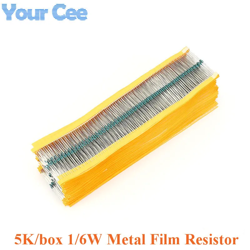5000pcs 1/6W Metal Film Resistor Resistance 1% 510R 5.1K 47K 470R 4.7K 33K 2K 220R 20K 2.2K 1M 1K 150K 10K 100K 10 100 200 ohm
5000pcs 1/6W Metal Film Resistor Resistance 1% 510R 5.1K 47K 470R 4.7K 33K 2K 220R 20K 2.2K 1M 1K 150K 10K 100K 10 100 200 ohm