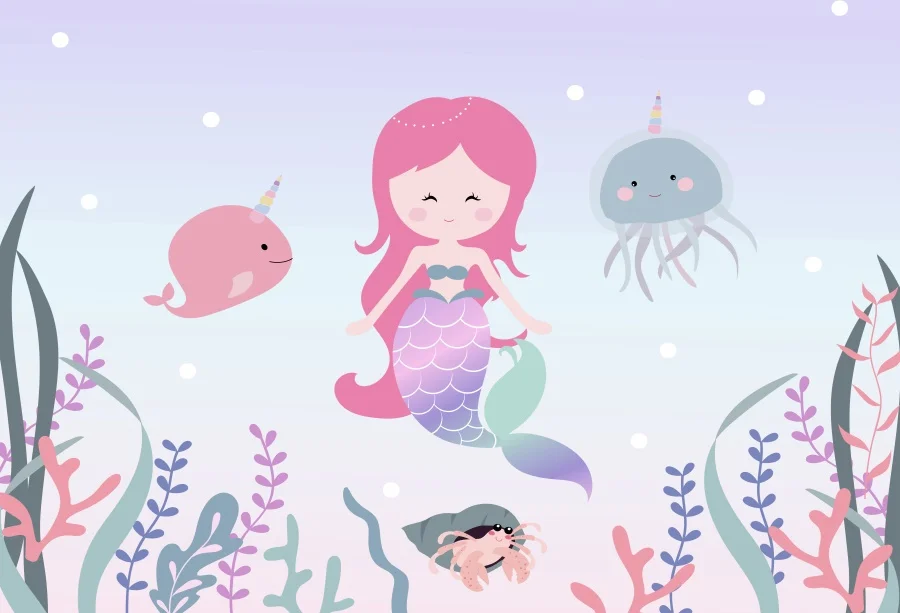 Laeacco Mermaid Cartoon Underwater Creature Baby Photography Background Customized Photographic Backdrops Props For Photo Studio
Laeacco Mermaid Cartoon Underwater Creature Baby Photography Background Customized Photographic Backdrops Props For Photo Studio