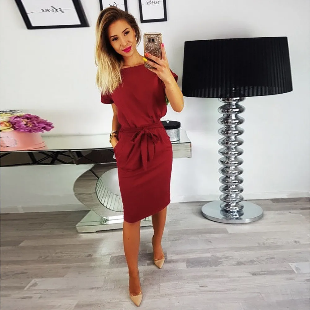 Womens Summer Casual Pocket Summer Ladies Short Sleeve Evening girl Party Mini Dress sexy belt dress
Womens Summer Casual Pocket Summer Ladies Short Sleeve Evening girl Party Mini Dress sexy belt dress