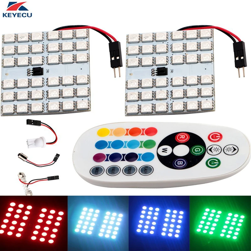 KEYECU 1-Set (2PCS) RGB 5050 DC 12V 36-SMD LED Panel Dome Light Auto Car Interior Reading Plate Lamp Roof Ceiling Interior Bulb
KEYECU 1-Set (2PCS) RGB 5050 DC 12V 36-SMD LED Panel Dome Light Auto Car Interior Reading Plate Lamp Roof Ceiling Interior Bulb