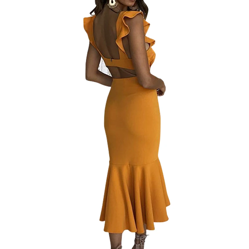 Mermaid Women Elegant Ruffles Sleeveless Dress 2019 Spring Fashion Backless Skinny Bodycon Femme Sexy Trumpet Dress Party M0432
Mermaid Women Elegant Ruffles Sleeveless Dress 2019 Spring Fashion Backless Skinny Bodycon Femme Sexy Trumpet Dress Party M0432