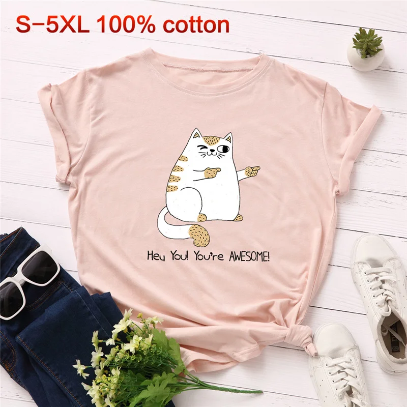S-5XL Summer New T shirt Women Funny Cartoon Cat Print Short Sleeve O Neck Women Tops Casual Cotton Tee shirt Women
S-5XL Summer New T shirt Women Funny Cartoon Cat Print Short Sleeve O Neck Women Tops Casual Cotton Tee shirt Women