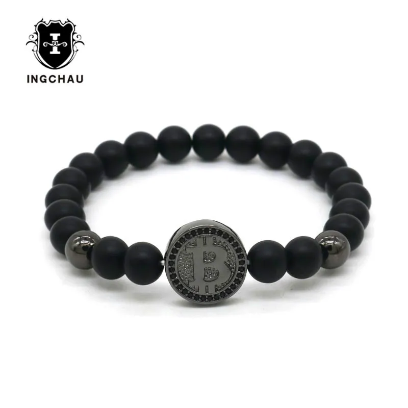 Fashion Cubic CZ Bitcoin Bracelet Men Black Matte Stone Beaded Luxury Bracelet For Men Jewelry Gift 2018 Pulseira Masculina BT-7
Fashion Cubic CZ Bitcoin Bracelet Men Black Matte Stone Beaded Luxury Bracelet For Men Jewelry Gift 2018 Pulseira Masculina BT-7