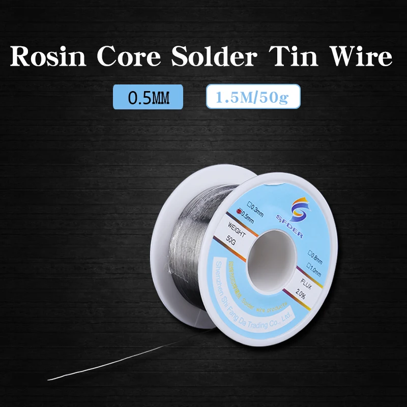 Rosin Core Solder Wire 0.3mm 0.5mm 0.8mm 1.0mm 50g Lead Tin Wire Soldering Flux Welding BGA Rework Tools soudure etain 
Rosin Core Solder Wire 0.3mm 0.5mm 0.8mm 1.0mm 50g Lead Tin Wire Soldering Flux Welding BGA Rework Tools soudure etain