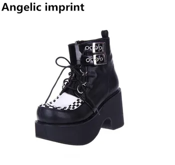 Angelic imprint mori girl Women motorcycle punk shoes lady high heels lolita ankle boots woman princess dress pumps 9cm 33-47
Angelic imprint mori girl Women motorcycle punk shoes lady high heels lolita ankle boots woman princess dress pumps 9cm 33-47
