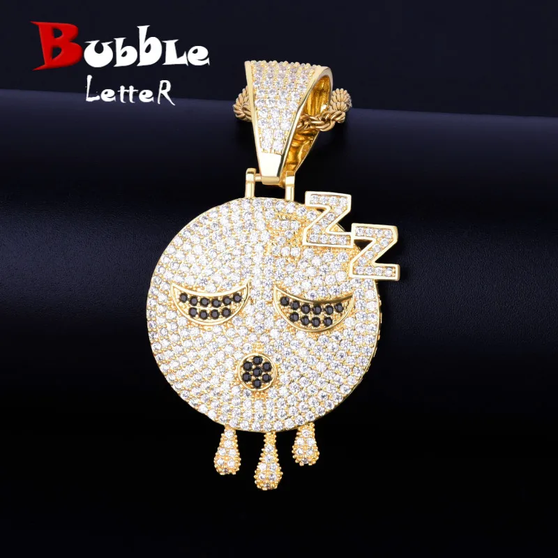 Sleeping Emoji Dripping Face Pendant 4mm Tennis Chain Necklace Gold Color Cubic Zirconia Men's Hip hop Rock Jewelry 3.7x6.4cm
Sleeping Emoji Dripping Face Pendant 4mm Tennis Chain Necklace Gold Color Cubic Zirconia Men's Hip hop Rock Jewelry 3.7x6.4cm