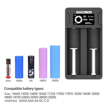 Universal 2 Slots Smart LCD 18650 Battery Charger Discharge Recharge For Li-ion Ni-NH Ni-Cd AA AAA Charger With USB input
Universal 2 Slots Smart LCD 18650 Battery Charger Discharge Recharge For Li-ion Ni-NH Ni-Cd AA AAA Charger With USB input