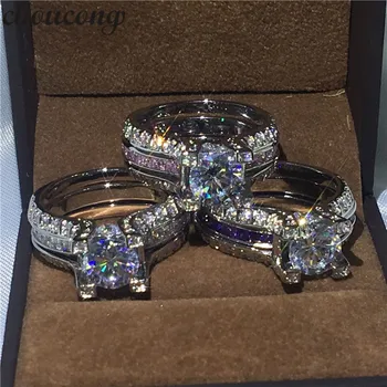 choucong Wholesale 3 colors 2-in-1 AAAAA zircon Crystal ring White gold filled Engagement Wedding Band Rings set For Women Men
choucong Wholesale 3 colors 2-in-1 AAAAA zircon Crystal ring White gold filled Engagement Wedding Band Rings set For Women Men