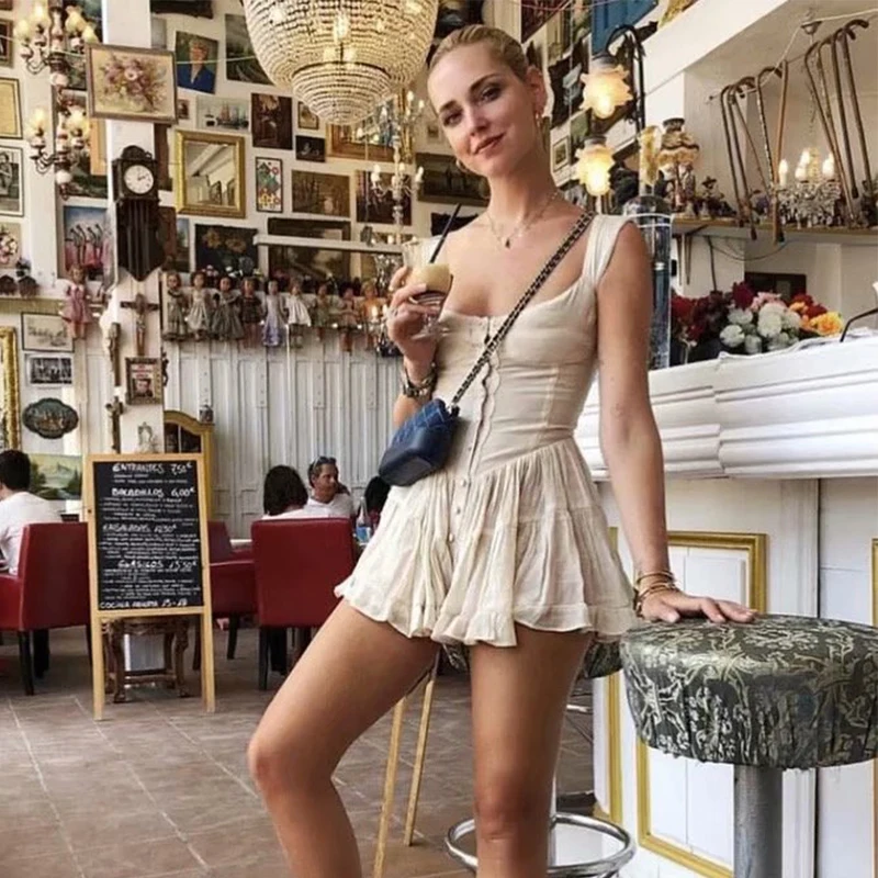 deep v neck sexy summer dress Women Single Breasted Front Solid Cami Dress With Ruffle Trim mini dress vestidos
deep v neck sexy summer dress Women Single Breasted Front Solid Cami Dress With Ruffle Trim mini dress vestidos