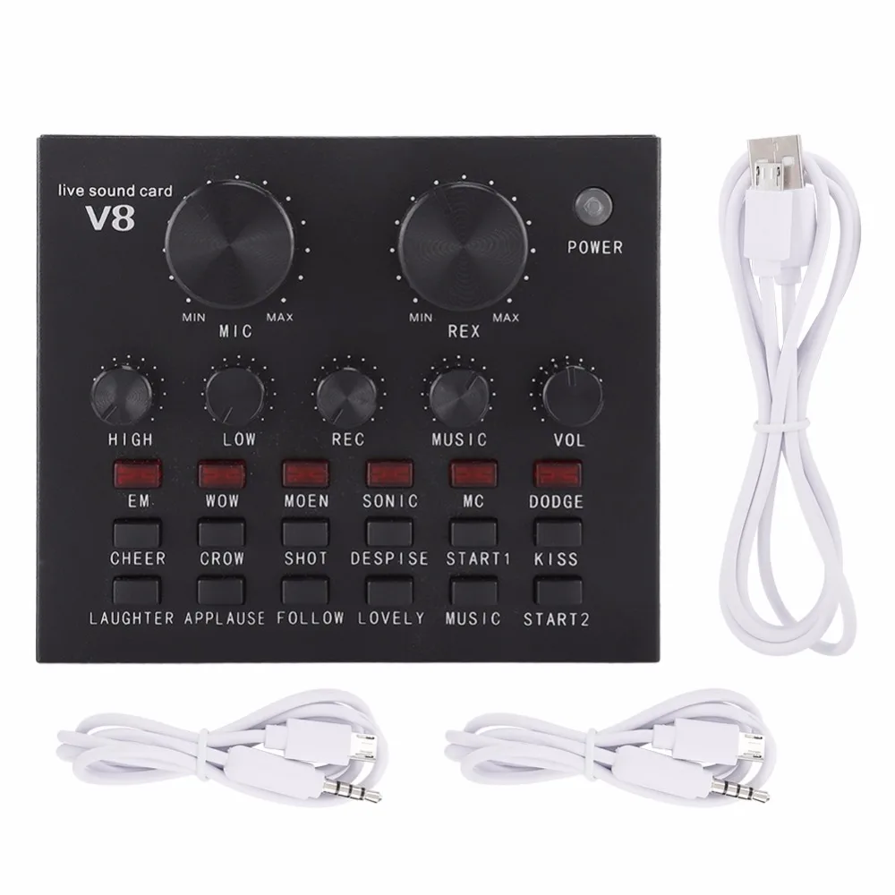 V8 Sound Card Multi-functional Live USB Microphone Adjustable Volume Multiple Funny Sound Card Effect Live Broadcast Mic for PC
V8 Sound Card Multi-functional Live USB Microphone Adjustable Volume Multiple Funny Sound Card Effect Live Broadcast Mic for PC