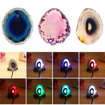 New LED Night Lights Rock Lamp Natural Polished Agate Thin SliceLED Mineral Rock Night Lamp With USB Interface And Iron Stand
New LED Night Lights Rock Lamp Natural Polished Agate Thin SliceLED Mineral Rock Night Lamp With USB Interface And Iron Stand
