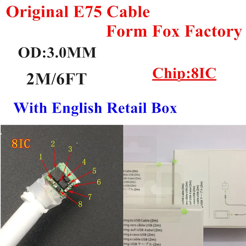 10pcs 2m/6ft AAAAA+ Original 8ic E75 Chip Sync Data USB charger Cable for iphone X 5 6 6s 7 8 plus cable With retail packaging
10pcs 2m/6ft AAAAA+ Original 8ic E75 Chip Sync Data USB charger Cable for iphone X 5 6 6s 7 8 plus cable With retail packaging