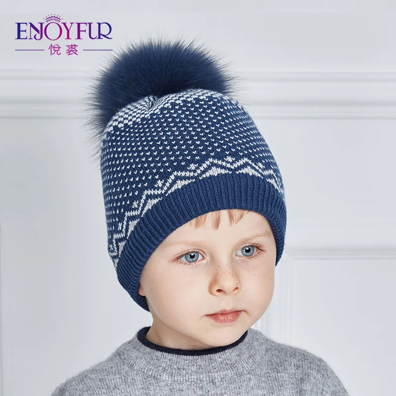 ENJOYFUR Cotton Boy Winter Caps Warm Knitted Geometric Hats With Real Fox Fur Pom Pom Skullies Beanies Children Cap
ENJOYFUR Cotton Boy Winter Caps Warm Knitted Geometric Hats With Real Fox Fur Pom Pom Skullies Beanies Children Cap