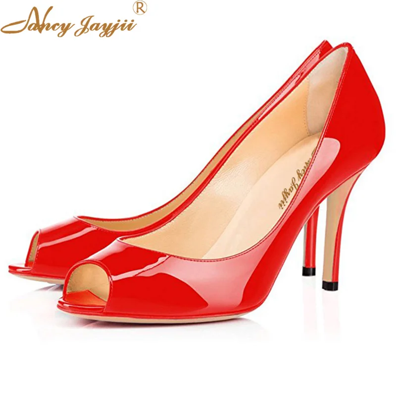 Sexy Autumn Red Black Flattering Peep Toe Women Pumps Glossy Patent Leather High Thin Heels Ladies Bride Evening Shoes Women 11
Sexy Autumn Red Black Flattering Peep Toe Women Pumps Glossy Patent Leather High Thin Heels Ladies Bride Evening Shoes Women 11