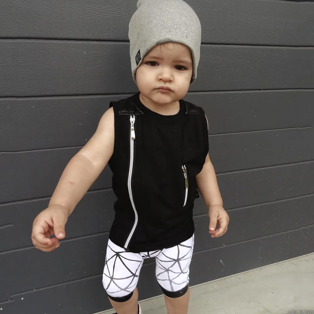 2Pcs toddler boy summer clothes Kids Baby Boys zipper sleeveless Print Vest Tops+Shorts Outfits fashion 2019 Boy kid clothes Set
2Pcs toddler boy summer clothes Kids Baby Boys zipper sleeveless Print Vest Tops+Shorts Outfits fashion 2019 Boy kid clothes Set
