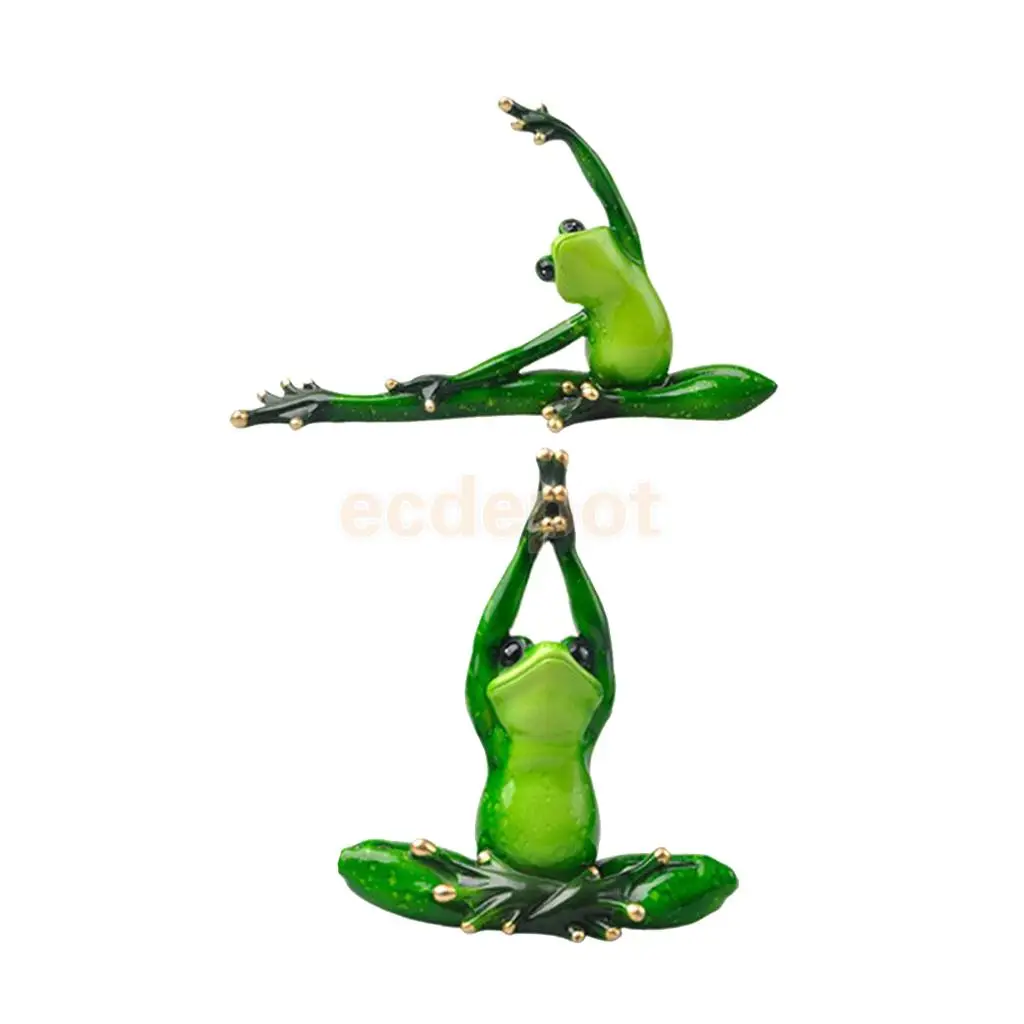 2pcs 3D Frog Figurines Miniatures Ornament Statute Bonsai Garden Decor Bonsai Plant Decoration Craft, Office Desk Ornament