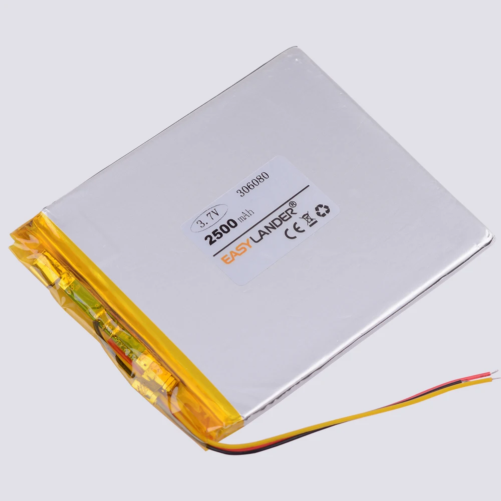 Polymer lithium battery 306080 3.7v 2500 mah love landing PDA smart tablet computer 3.7 v polymer 3 line
Polymer lithium battery 306080 3.7v 2500 mah love landing PDA smart tablet computer 3.7 v polymer 3 line