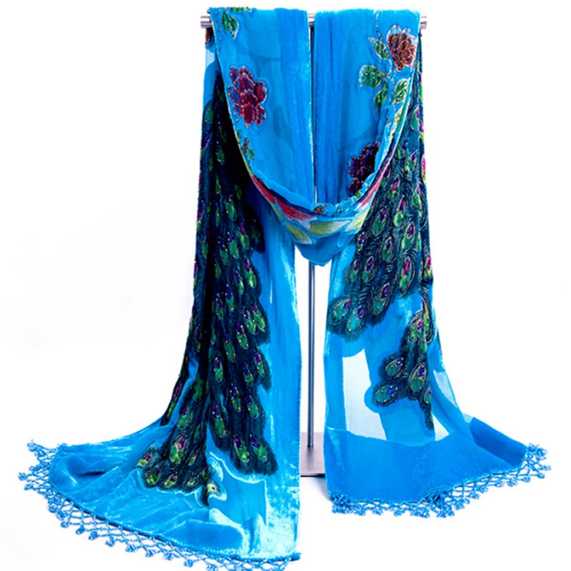 New Arrival Lakeblu Velvet Silk Beaded Sequin Shawls Vintage Handmade Embroider Peacock Scarves Scarf Long Fringer 112309
New Arrival Lakeblu Velvet Silk Beaded Sequin Shawls Vintage Handmade Embroider Peacock Scarves Scarf Long Fringer 112309