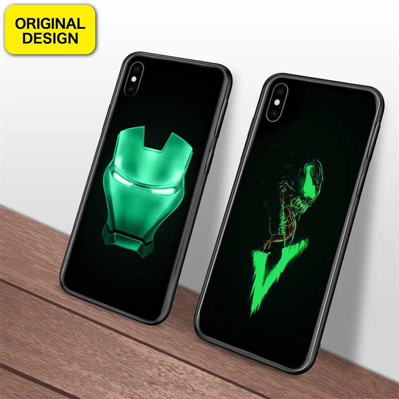 Marvel Iron Man Venom Batman Deadpool Luminous Glass Case For iPhone 6 6s 7 8 Plus X Xs Max Xr Avengers Phone Cases Cover Coque
Marvel Iron Man Venom Batman Deadpool Luminous Glass Case For iPhone 6 6s 7 8 Plus X Xs Max Xr Avengers Phone Cases Cover Coque